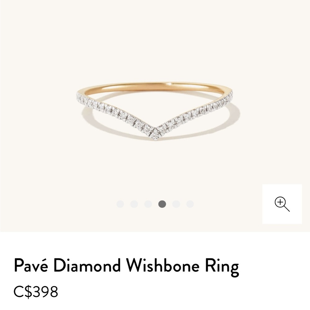 Mejuri 14K solid gold pave diamond wishbone ring size 5